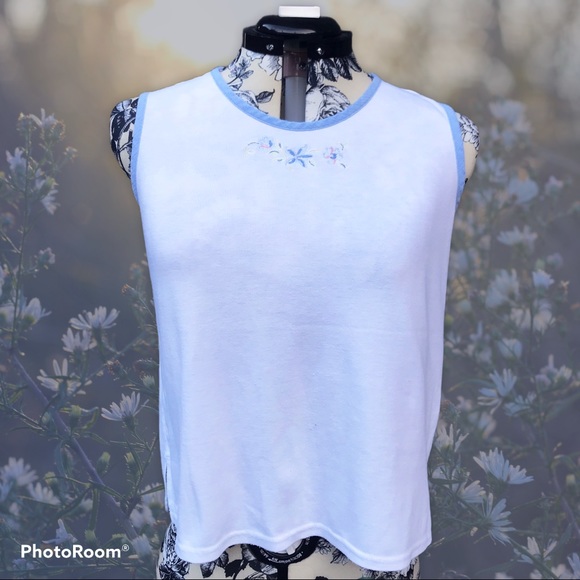 White And Blue Baby Tee / Tank Top - Picture 3 of 3